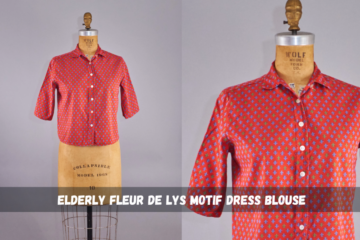 elderly fleur de lys motif dress blouse